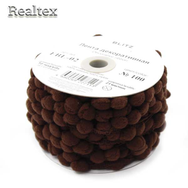 Тесьма декоративная FBL-02 21мм "Blitz" цв.100 коричневый