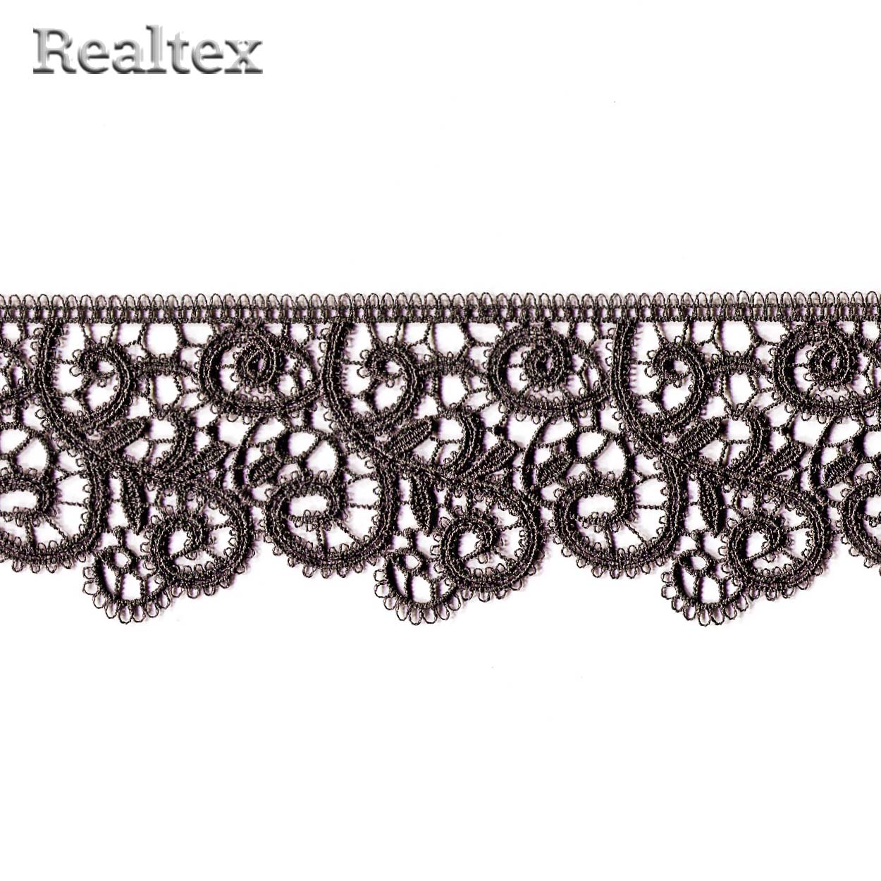 Кружево  гипюр  Realtex  60мм R-6510 (9,1м) цв.299 коричневый