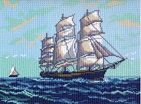 Рисунок на канве МП №051 "Парусник" 28х37см