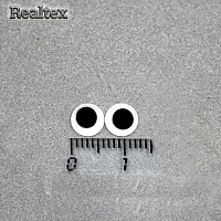  Глазки Realtex круглые бегающие  6мм цв.белый/черный 
