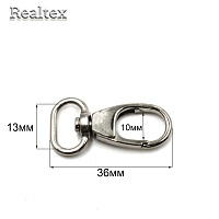  Карабин Реалтекс 13*36мм (25шт) цв.никель