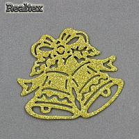 Набор "Колокольчики" из глиттерного фоамирана 65*70мм (3 шт) цв.золото