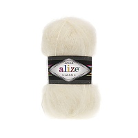 Пряжа Alize "Мохер Classic" (100гр) цв.001 кремовый