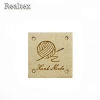 Бирка пришивная замша Realtex №06 "HandMade" цв.бежевый