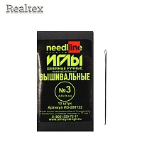 Набор игл швейных вышивальных ИЗ-200122 никелированных №3 (0,61*36мм) (10 игл) 
