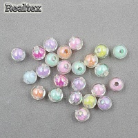 Бусины пластик Реалтекс Шарик глянцевые прзрачные с цветной сердцевиной 10мм (500гр) цв.mix