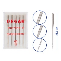 Иглы БШМ ORGAN вышивальные №80 (5игл) в пенале