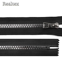 Молния трактор  Realtex R-15 декоративная Т.5 1замок 20см не разъемная (шашечки) цв.черный/черн.никель