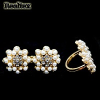 Кольцо для платка "Цветочки" мини 4570823 цв.белый в золоте