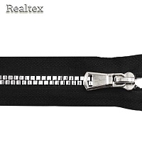 Молния трактор  Realtex R-15 декоративная Т.5 1замок 20см не разъемная (шашечки) цв.черный/серебро