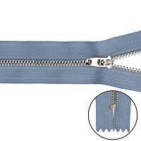 Молнии джинсовые Т.4 18см Б неразъёмная цв.никель/231 серо-голубой