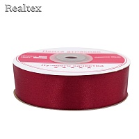 Лента атласная 25мм Realtex (27,4м) цв.063 бордовый