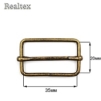 Шлевка металлическая  Realtex 35х20мм цв.антик 