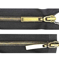 Молния витая декоративная Т.7 65см 2замка разъемная цв.черный/антик