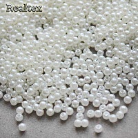 Бусины пластик Realtex  3мм под жемчуг(100гр) цв.001 молочный