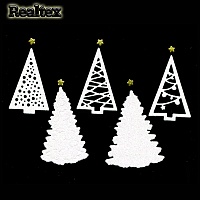 Набор "Ёлочки" из глиттерного фоамирана 60-75мм (5шт) цв.белый/золото