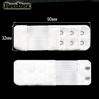 Удлинитель для бюстгалтера Realtex 32мм на 2 крючка (25шт) цв.белый