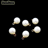 Бусины-подвесы пластик Realtex  8мм (50шт) цв.молочный/золото