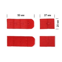 Застежка-крючки TBY 3х1 1,9см (10шт) цв.SD163 красный