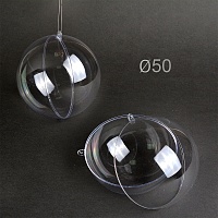 Заготовка для декорирования пластик Шар прозрачный половинками 50мм (2шт) 