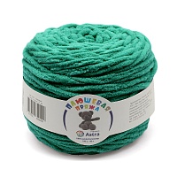 Пряжа Астра "Плюшевая" (100%полиэстер) (2*100гр*80м) цв.412 изумрудно-зелёный