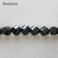 Бусины Реалтекс стеклянные граненые 8мм декоративные на нитях цв.02 черный