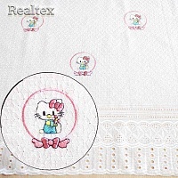 Ткань вышитая  "Котенок" ширина 112см цв.розовый