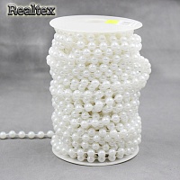 Бусины тесьма  8мм RS цв.белый