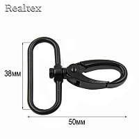 Карабин Realtex 38мм (25шт) цв.черный