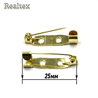 Заготовка для броши Реалтекс прямоугольная 25мм цв.золото