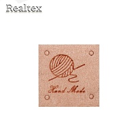 Бирка пришивная замша Realtex №06 "HandMade" цв.пудровый