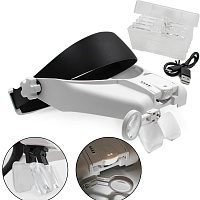 Лупа Realtex для рукоделия MG 82000-MAC c аккумулятором, с подсветкой и креплением на голову 