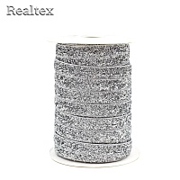 Лента бархатная люрекс RS 10мм цв.11 серебро