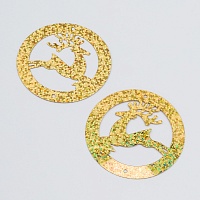 Пайетки "Астра" "олень в шаре" 5,5см (30шт) цв.золото голограмма