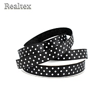 Лента атласная с рисунком  12мм  Реалтекс "Горох" цв.черный