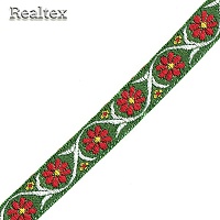 Тесьма жакардовая 18мм 1851 рис.9314 (50м) цв.зеленый