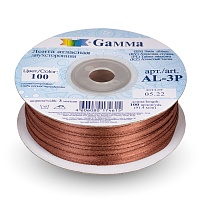 Лента атласная 3мм двухсторонняя Al-3P "Gamma" цв.100 тёмно-коричневый