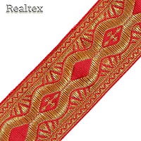 Галун православный 50мм с2849г17 "Волна" рис.9110"в" (10м) цв.красный/золото