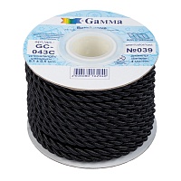 Шнур витой GC-043C 4мм "Гамма" цв.039 черный