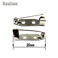 Заготовка для броши Реалтекс прямоугольная 25мм цв.никель