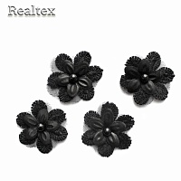 Пришивной элемент TJ-D197 Цветочек 3D цв.черный