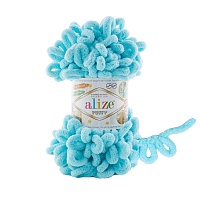 Пряжа Alize "Puffy" (100гр) цв.128 ярко-голубой