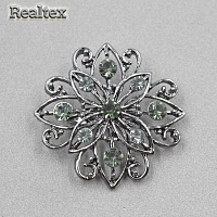 Брошь со стразами Реалтекс FR-8-25 (2шт) цв.черный никель