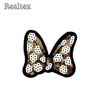 Термоаппликации с пайетками Реалтекс M0777 "Бант" цв.золото 