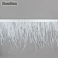Перья на ленте Realtex Страус шир.15см цв.белый