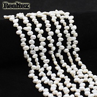 Бусины Реалтекс из Жемчуга Речного натурального барочного поперечного d=5-6мм дл.35см (69шт) цв.молочный
