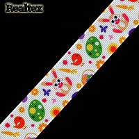 Лента репсовая с рисунком Реалтекс 25мм "Заяц пасхальный" 