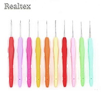 Набор крючков для вязания Realtex в блистере с каучуковой ручкой (10шт)