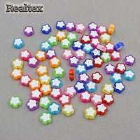 Бусины пластик Реалтекс Звездочка (100гр) цв.mix/белый