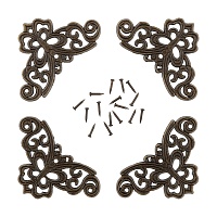 Накладки для шкатулок декоративные "Промысел" WF-006 4,1*4,1см (4шт) цв.бронза